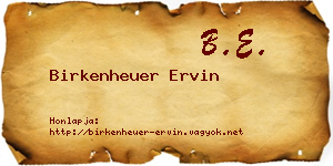 Birkenheuer Ervin névjegykártya